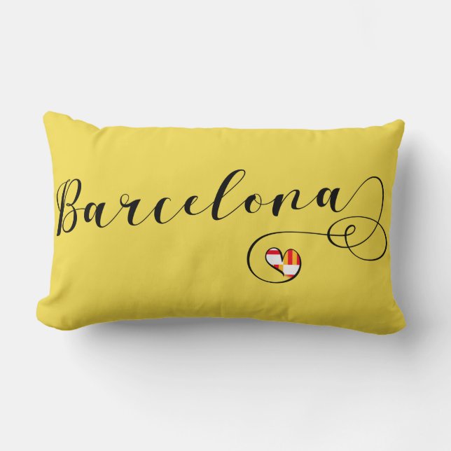 Heart Barcelona Pillow, katalanska Lumbarkudde (Framsida)