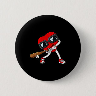 Heart Baseball Valentines day Roligt Boys Girls Ki Knapp
