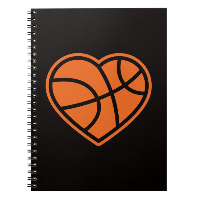 Heart Basketball Love Sport Design Anteckningsbok (Framsidan)
