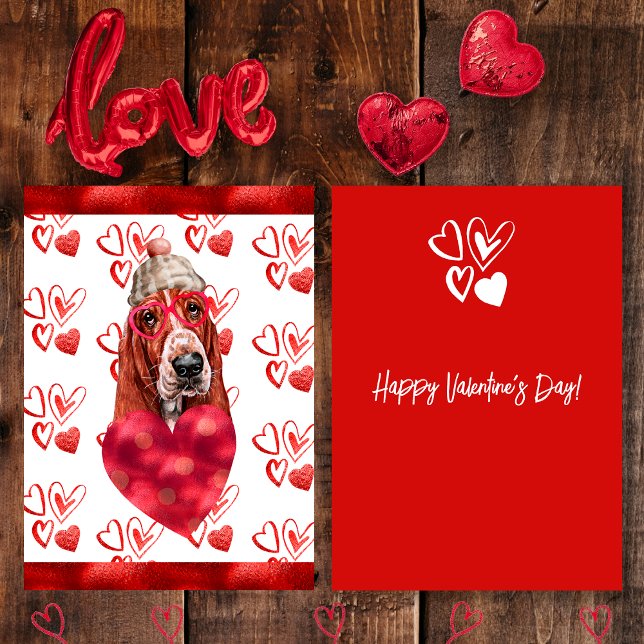 Heart Basset Hound Hund älskare Valentine Gift Julkort (Skapare uppladdad)