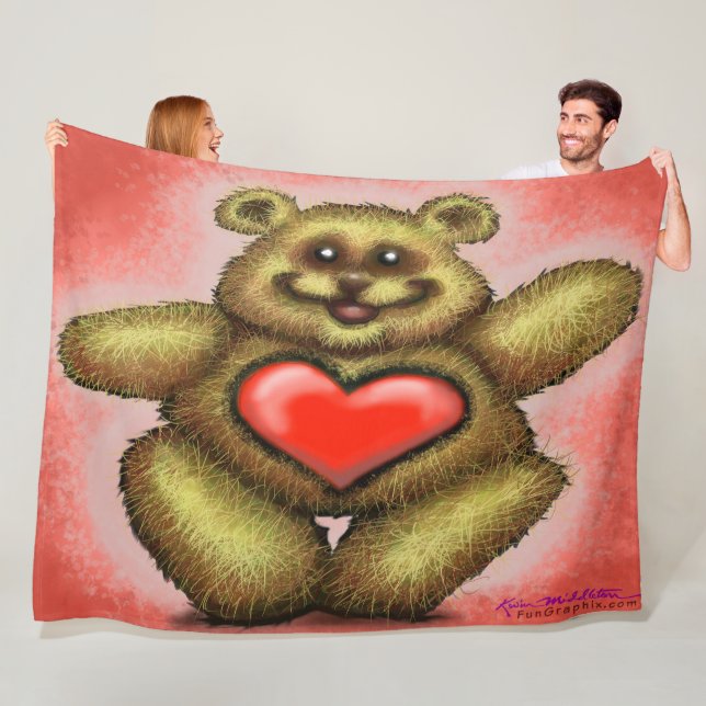 Heart Bear Fleece Blanket (På plats)