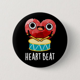 Heart Beat Funny Heart Drummer Pun Mörk BG Knapp