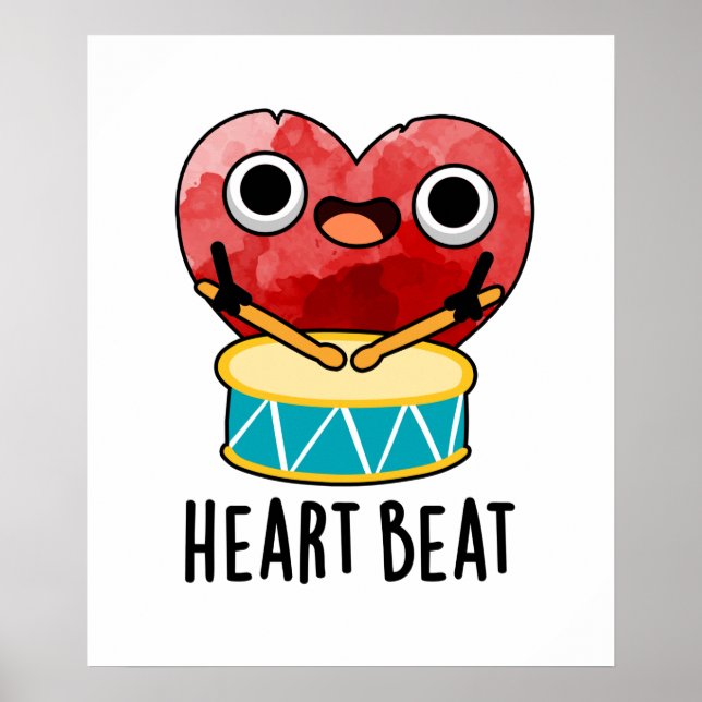 Heart Beat Funny Heart Drummer Pun Poster (Framsidan)