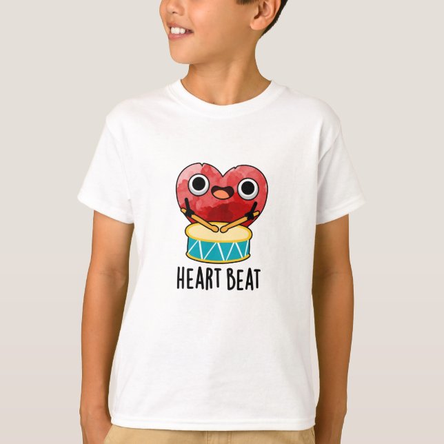 Heart Beat Funny Heart Drummer Pun T Shirt (Framsida)