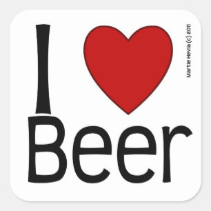 Heart Beer Fyrkantigt Klistermärke
