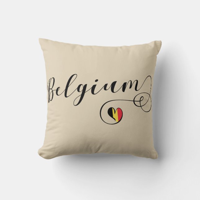 Heart Belgium Pillow, Belgiska Flagga Kudde (Framsida)