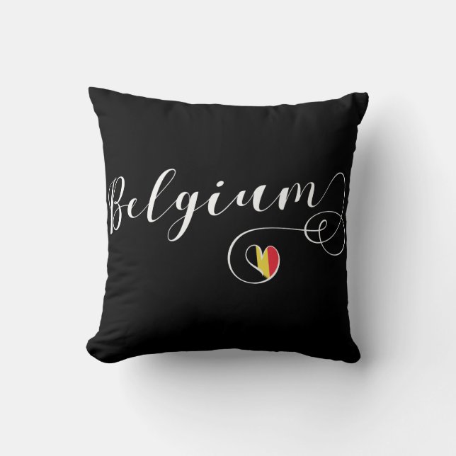 Heart Belgium Pillow, Belgiska Flagga Kudde (Framsida)
