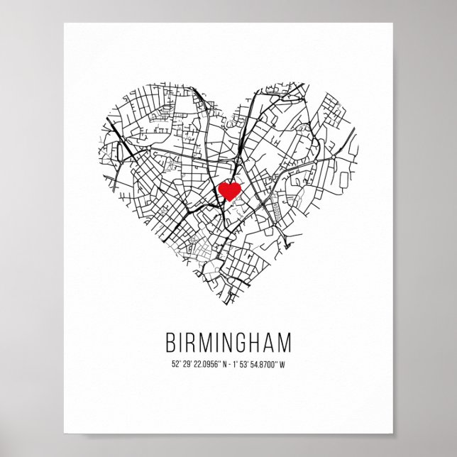 Heart Birmingham City Karta (Storbritannien) Poster (Framsidan)