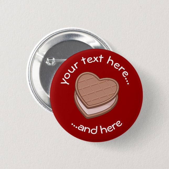 Heart Biscuit Pinback Button Knapp (Framsida & baksida)