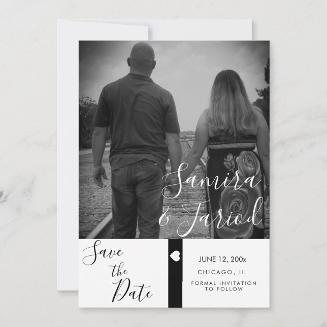 Heart Black Banner Photo Save Date (Framsida)