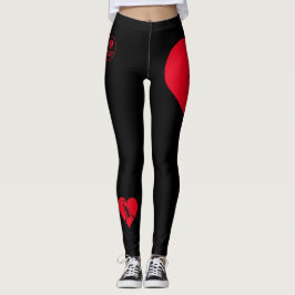 Heart - Black Red - Emo - Goth - Leggings