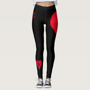 Heart - Black Red - Emo - Goth - Leggings