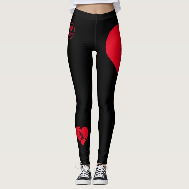 Heart - Black Red - Emo - Goth - Leggings (Framsida)