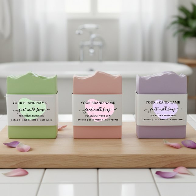 Heart Black & White Soap Belly Band Wrap Label (Skapare uppladdad)