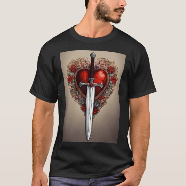 "Heart & Blade Harmony: Black T-shirt Edition" (Framsida)