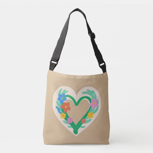 Heart Blommigt Tote Bag Axelväska (Framsida)