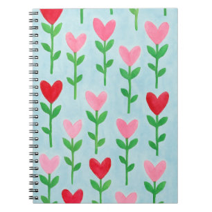 Heart Blommigt Watercolor Journal Anteckningsbok