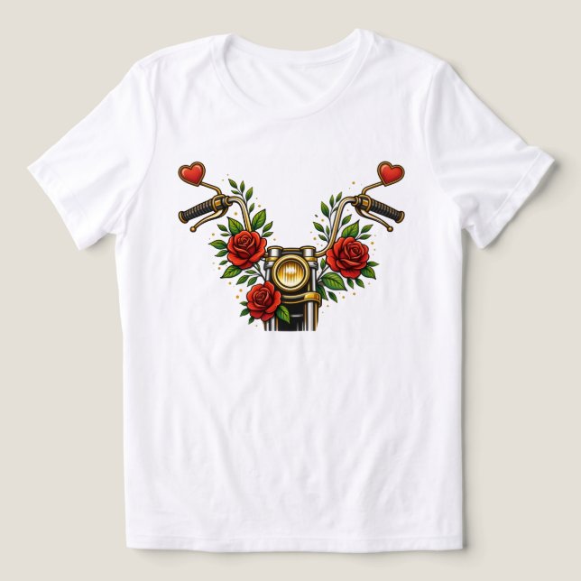 Heart Bloom Rider Dam Tröja med Blommotiv Motorcyk (Design Framsida)