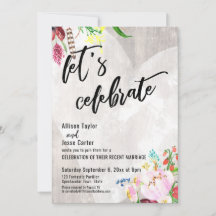Heart Boho Blommigt Rustic Wood Låt oss Celebrate