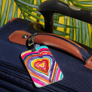 Heart boho vattencolor art bagagebricka