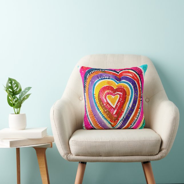 Heart boho vattencolor art kudde (Stol)