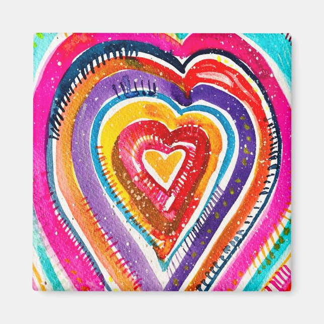 Heart boho vattencolor art magnet (Framsidan)