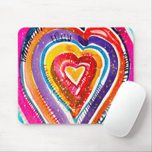 Heart boho vattencolor art musmatta