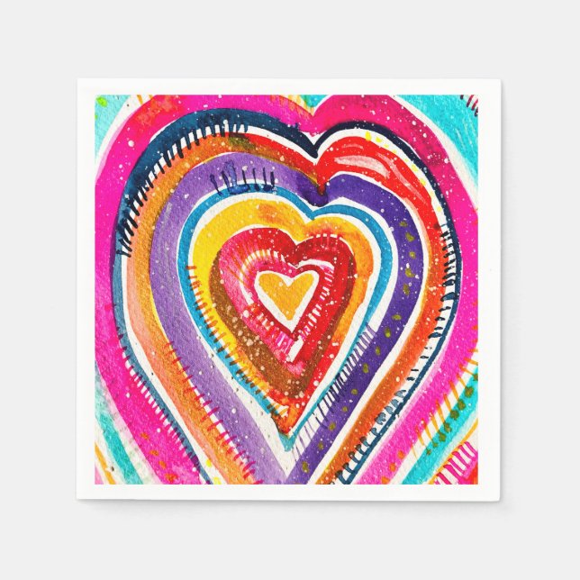 Heart boho vattencolor art pappersservett (Framsidan)