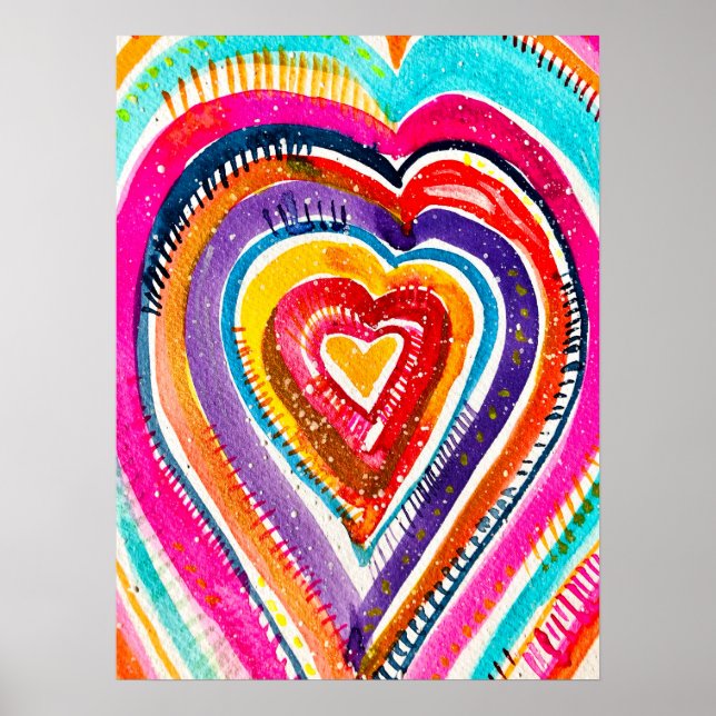 Heart boho vattencolor art poster (Framsidan)