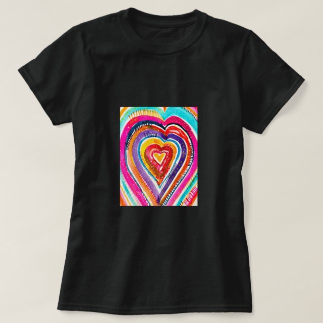Heart boho vattencolor art t shirt (Design framsida)