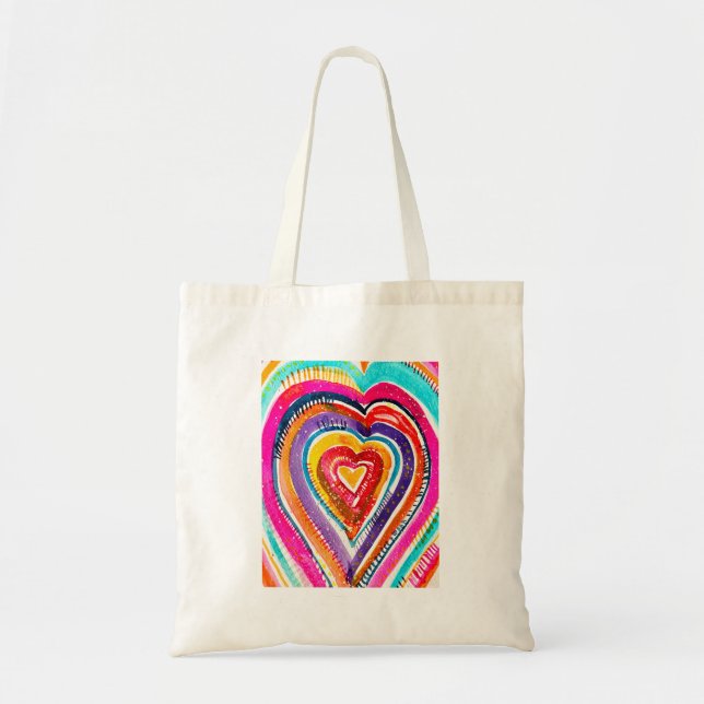 Heart boho vattencolor art tygkasse (Framsidan)