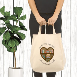 Heart Bookshelf "Sluta inte att köpa Bokar. . " Tygkasse