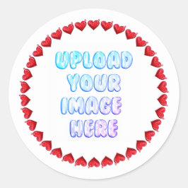 Heart Border Round Sticker with a Business Logo Runt Klistermärke