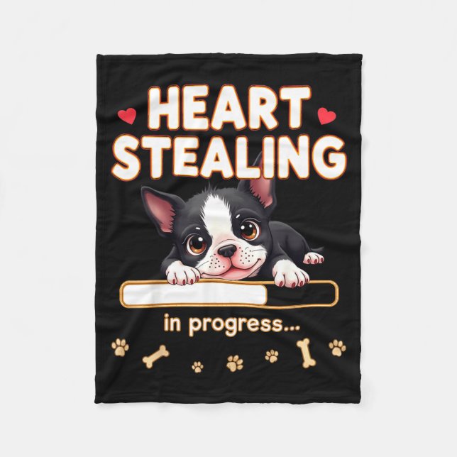 Heart Boston Terrier Dog Funny Gift Bostie Puppy  Fleecefilt (Framsidan)