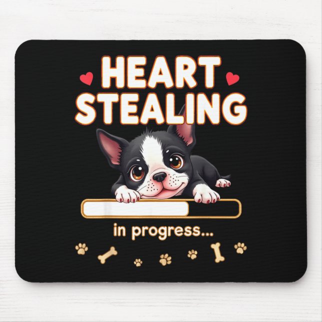 Heart Boston Terrier Dog Funny Gift Bostie Puppy  Musmatta (Framsidan)