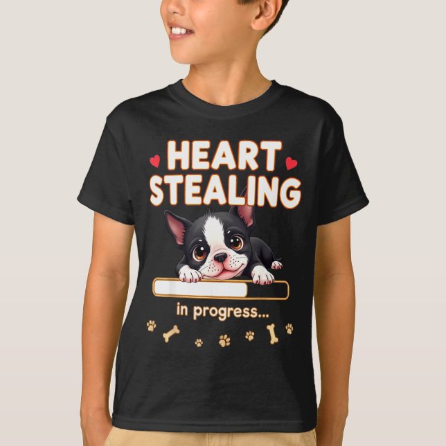 Heart Boston Terrier Dog Funny Gift Bostie Puppy  T Shirt (Framsida)