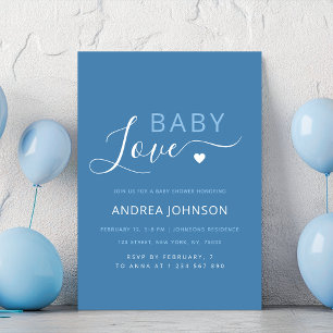 Heart Boy Valentines Day Baby Shower-inbjudan Spara Datumet