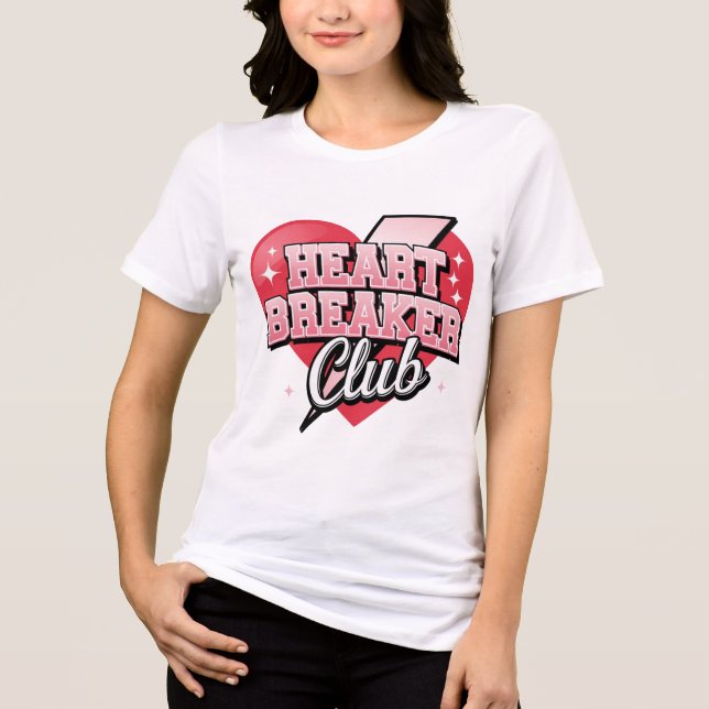 Heart Breaker Club Valentine – Bold Pink Heart T Shirt (Framsida)