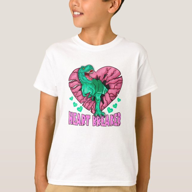 Heart Breaker Funny Dinosaur Valentine Day T Shirt (Framsida)