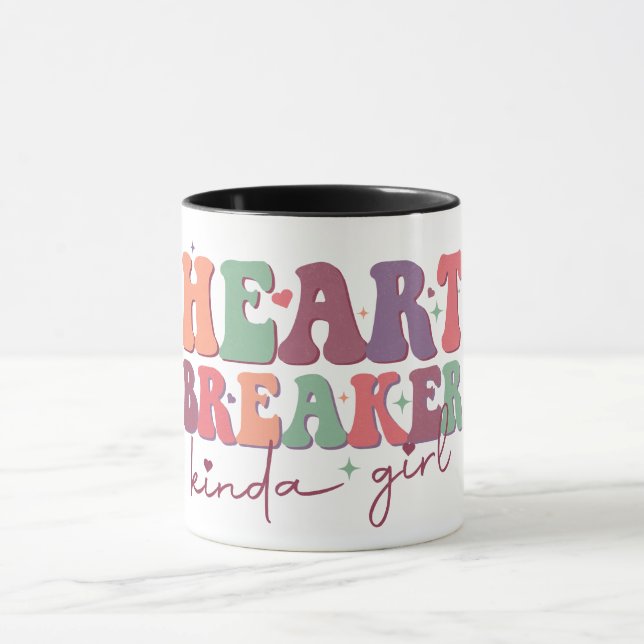 Heart Breaker Kinds Girl Retro Font Funny Mugg (Center)