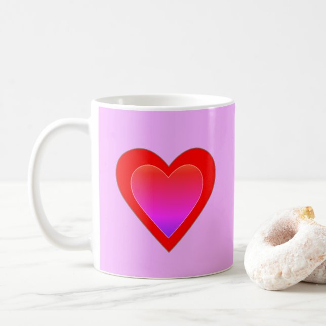 Heart Bröllop Red Rosa Lila Valentines day Kaffemugg (Med munk)