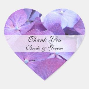 Heart Bröllop Tack Sticker - Hydrangea Hjärtformat Klistermärke