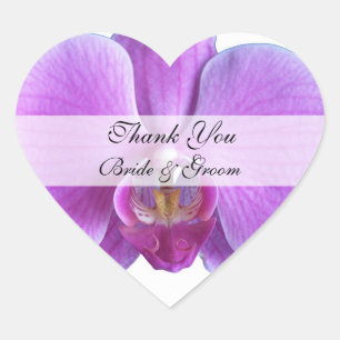Heart Bröllop Tack Stickers - Orchid Hjärtformat Klistermärke