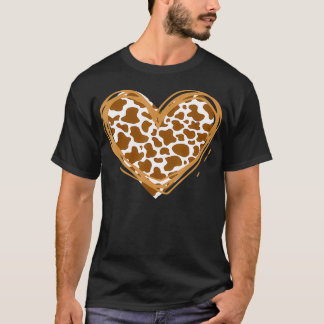 Heart Brown Cow Mönster för Cow Älskare T Shirt