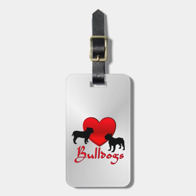 Heart Bulldog Bagagebricka (Vertikal Framsida)