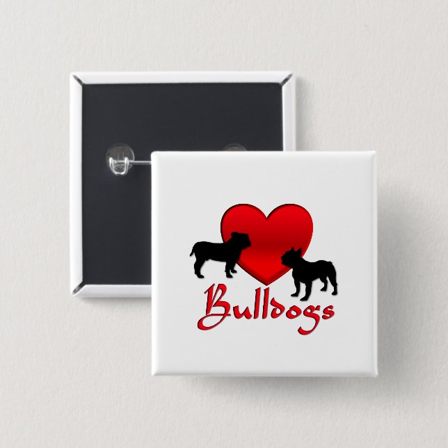 Heart Bulldog Knapp (Framsida & baksida)