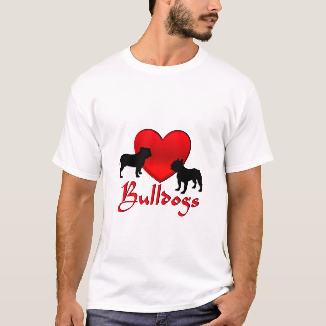Heart Bulldog T Shirt (Framsida)