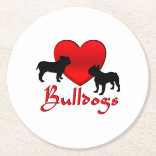 Heart Bulldog Underlägg Papper Rund