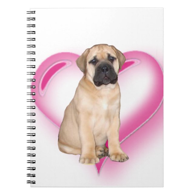 Heart Bullmastiff puppy Anteckningsbok Med Spiral (Framsidan)
