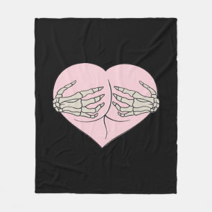 Heart Butt Hug Skeleton Händer Classic Fleecefilt